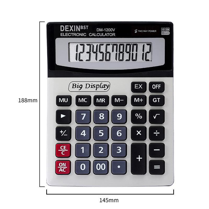 Velká 12místná stolní finanční kalkulačka DM1200v s 12místnou obrazovkou pro kancelářské účetnictví