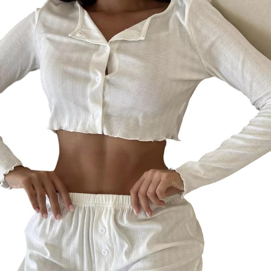 European & American Autumn/Winter Cotton-Blend Knitted Long Sleeve & Pants Set