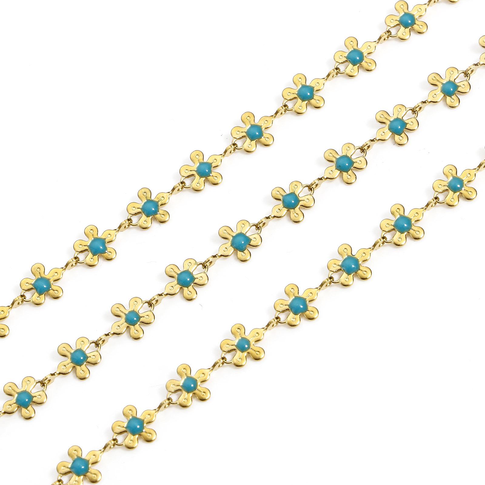 

1 M 304 Stainless Steel Handmade Link Chain For Handmade DIY Jewelry Making Findings Flower Gold Color Chain 6mm 6mm wide