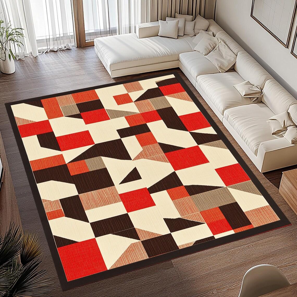 

Ковер середины века Современные геометрические ковры Противоскользящий Машинная стирка Ковер Спальня Гостиная Ванная Комната Общежития Напольный коврик 40x60CM