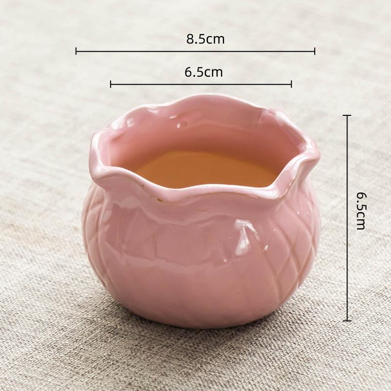Creative Ceramic Flowerpot Petal-Rim / Lotus Shape Succulent Planter Desktop Ornament for Home Garden Decor