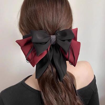 1 Stück Premium, Dreifach, Übergröße Schleife, Haarspange, Vintage, Satin, Hinterkopf, Schwarz, Haarschmuck, Mädchen, Vielseitig, Pferdeschwanz C