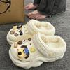 New velvet hole shoes women's winter non-slip outer wear cotton shoes heightened thick-soled home removable cotton slippers