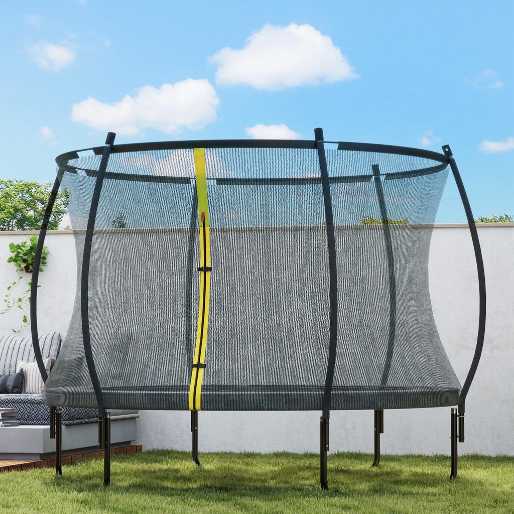 8ft Outdoor Trampoline with Enclosure Net, Spring Cover, Black
