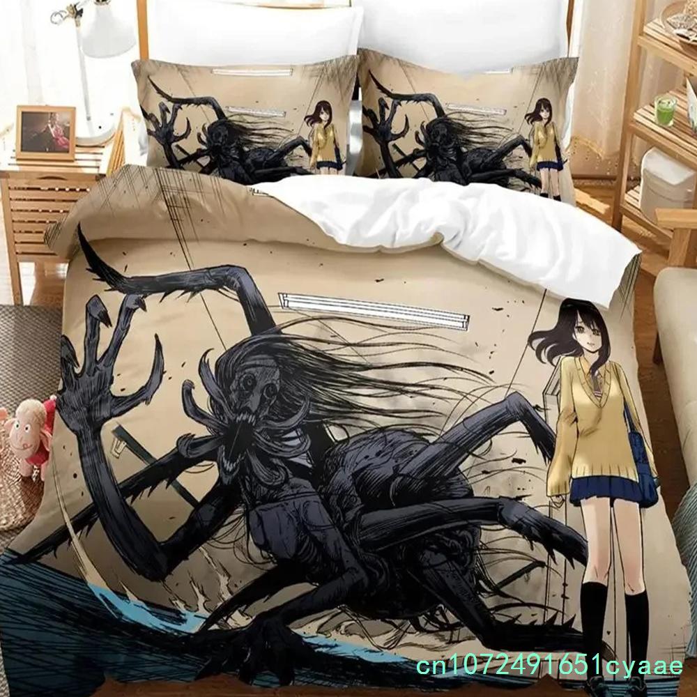 Anime Mieruko-chan The Girl Who Can See Them Bedding Set Boys Girls Twin Queen Size Duvet Cover Pillowcase Bed Kids Adult
