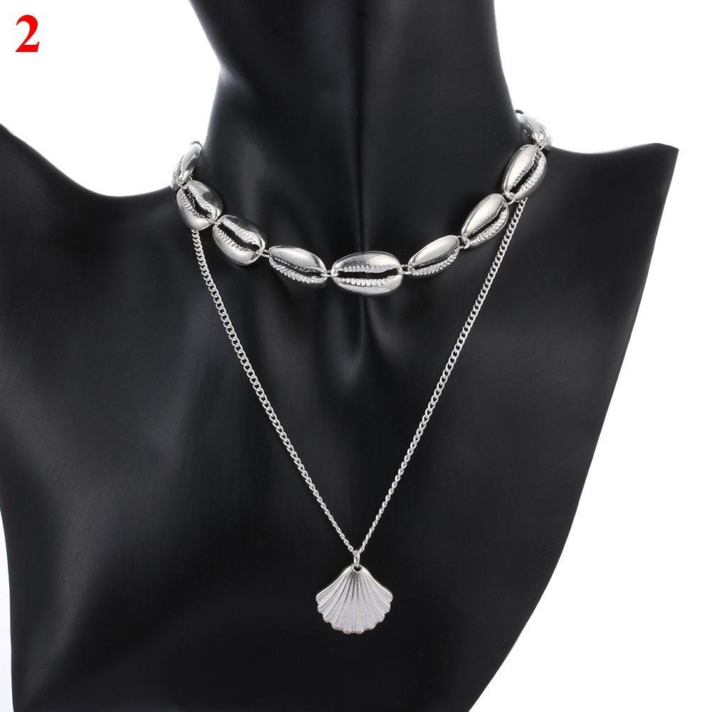 

Summer Golden Chain Choker Beach Jewelry Cowry Seashell Pendant Bohemian Multilayer Shell Necklace 2