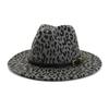 Wzcx Fashion Belt Flat Top Women Leopard Felt Hat Autumn Winter Casual Tide Personality Girls Jazz Hat Adult Cap