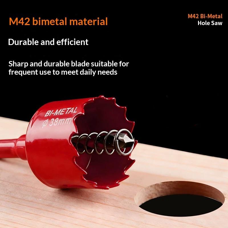 1Pcs(15-45Mm) Bi-Metal Hole Saw Single Size With Drill Spring Pvc Iron Wood Drilling Opener For Home Renovation