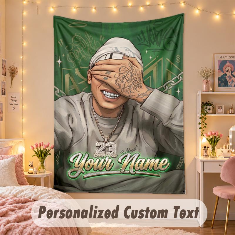 Custom Personalized Tapestry,Central Cee Print Custom Name Text Wall Art Hanging for Bedroom