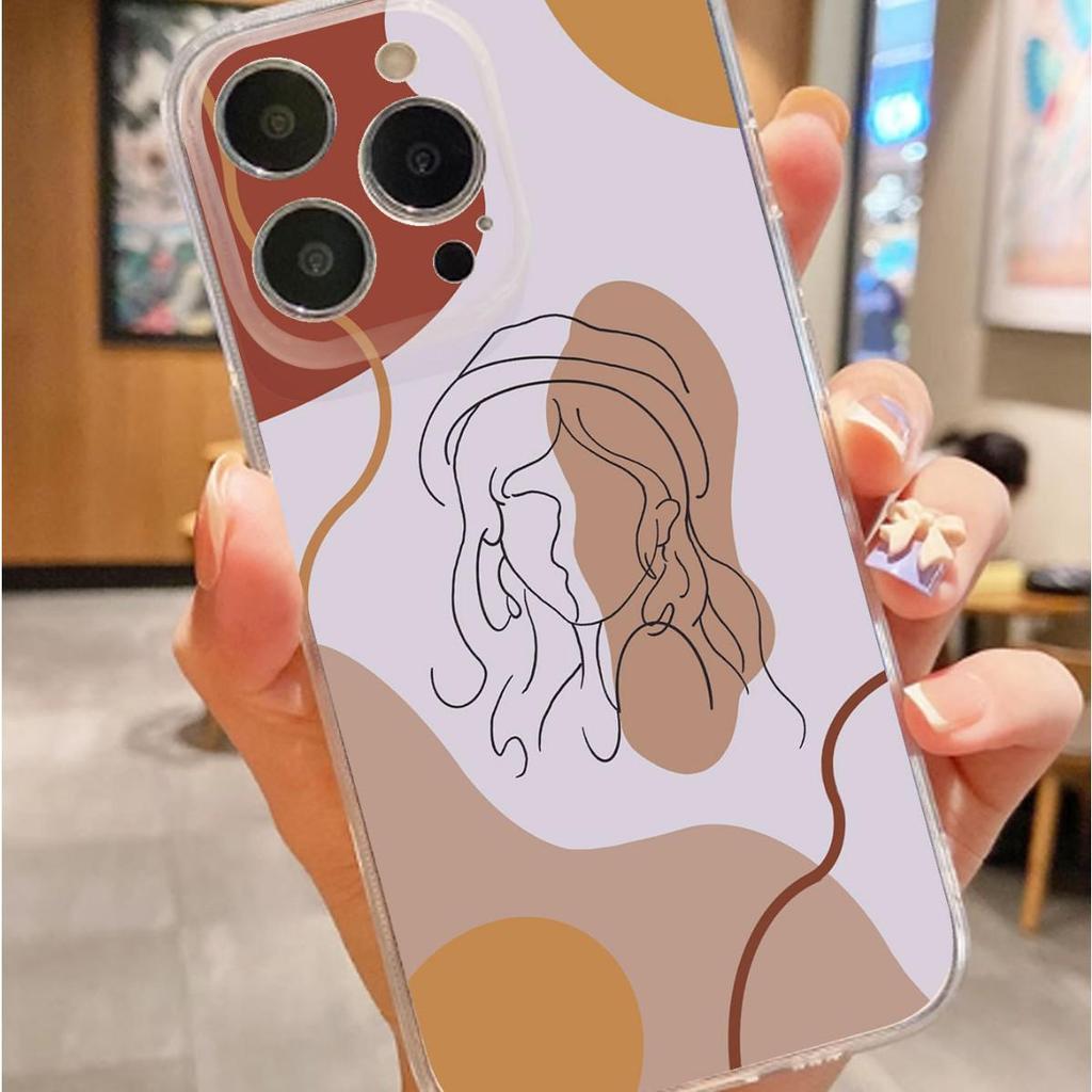 Skizzen-Mädchen Anti-Drop Transparent Hülle für iPhone 14/15/16/17 Pro Max Serie