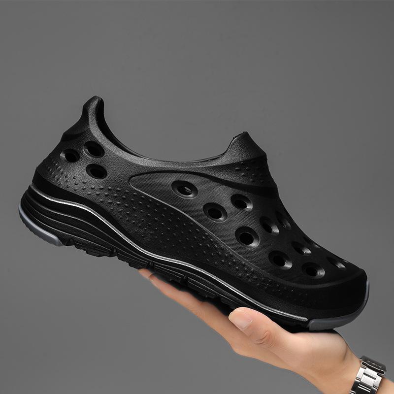 

Hole shoes men s summer wear wear wear-resistant one-pedal sandals men s beach shoes casual breathable shoes 39 чорний