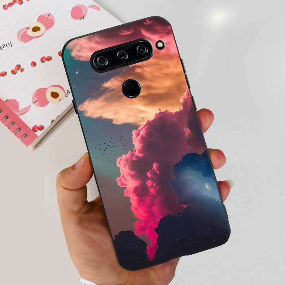 For LG V40 ThinQ Case Cover For LG V35 V35+ ThinQ Soft TPU Silicone Cases Fashion Flower Cute Pattern Funda For LGV40 ThinQ Capa