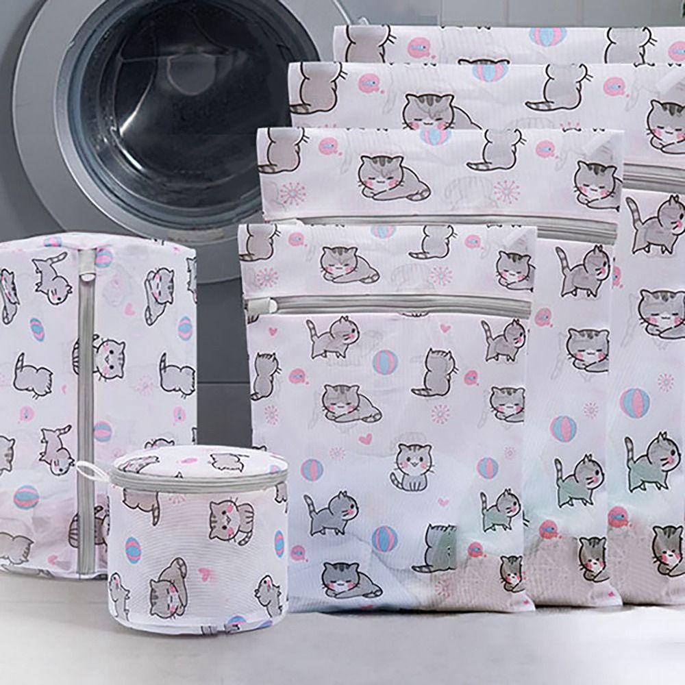 Cat Print Washing Bag Large Capacity Storage Bags Convenient Laundry Basket  Household