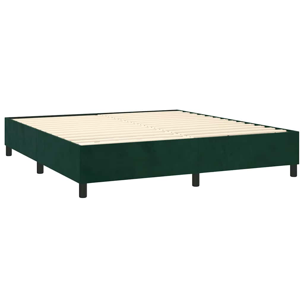 Box Spring Bed with Mattress Dark Green 160 x 200 cm Velvet