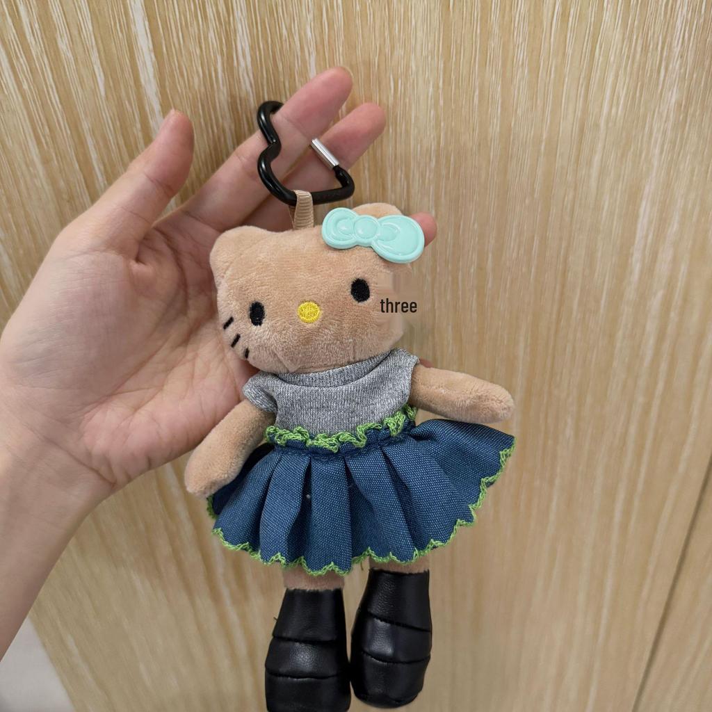 Cute Long-Legged Kitty Plush Pendant with Changeable Skirt - Ins Style Doll Keychain for Backpacks