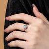 Sterling Silver S925 Ring Female Sunflower Egg Surface Natural Blue Water Jadeite Niche High-end Adjustable Ring