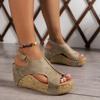 Sandali Donna Piattaforma Monocolore, Scarpe Slip-on Piattaforma Suola Morbida Borchiate, Sandali Donna Estivi Zeppa Taglio Laterale