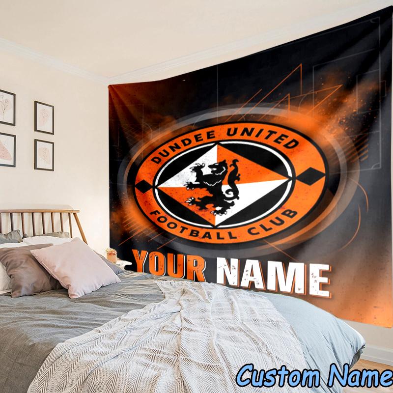 Custom Name Dundee United Crest Design Tapestry Accessories for Bedroom,Livingroom, dormitory Room Wall Hanging Decor, Fan Birthday Gifts