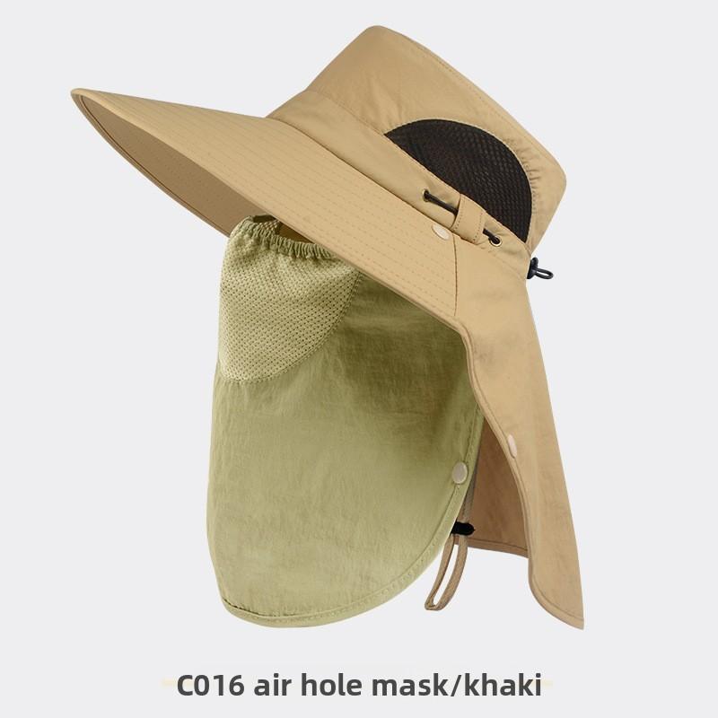 

Outdoor Sun Hat Men Women Summer Breathable Fishing Cap With Large Brim For Hiking And Outdoor Activities Masked Khaki