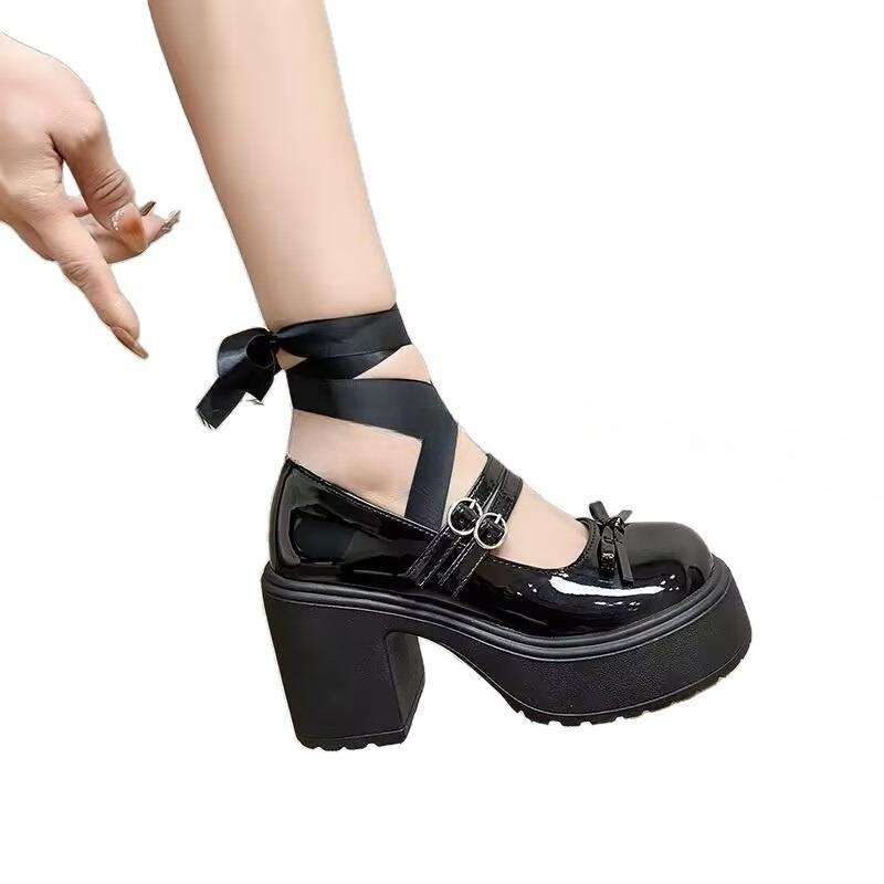 Anti-slip Shoes - New Style, Thick Sole, Chunky High Heel, Women s Single Shoes 35 чёрный