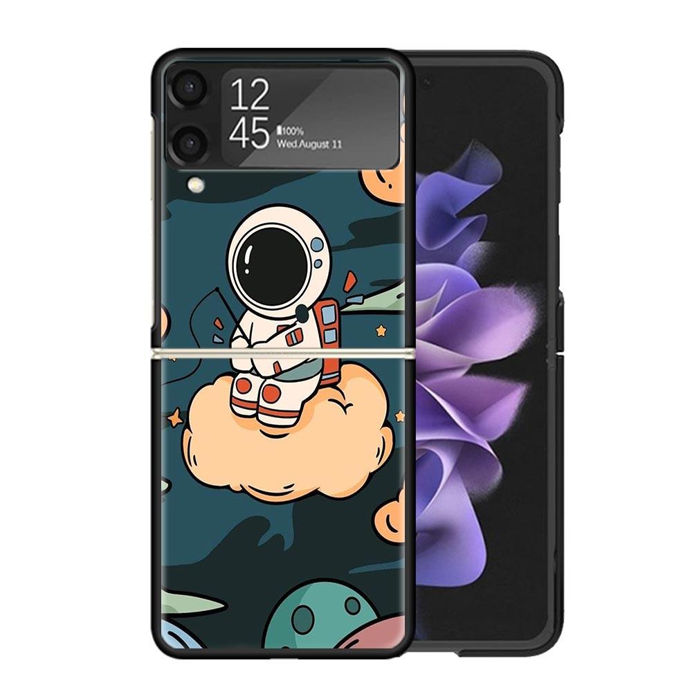 Cartoon Planet Astronaut Stern Rakete Hüllen Für Samsung Galaxy Z Flip 4 5 6 7 3 Z Flip7 Flip6 Flip4 Flip5 Flip3 5G Hart Stoßfest