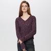 Damen Retro V-Ausschnitt Langarm Stricktop