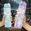 1PC Delicate White Rose Leaf Line Sketch Print 750ml Color Plastic Sports Water Bottle Leakproof Flip Straw Lid Suitable for Sports Office Home Use