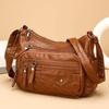 Bolso de Hombro Impermeable de Cuero PU Suave para Mujer Bolso Cruzado Retro Casual Múltiples Bolsillos Gran Capacidad Bolsos Clásicos Versátiles