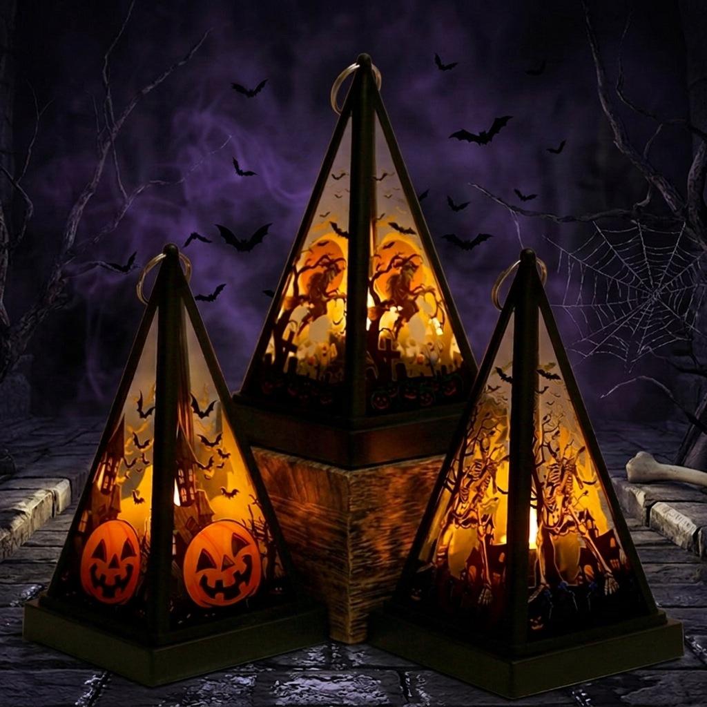 Halloween Decorations, Portable Wind Lanterns, Holiday Party Atmosphere Props Decorations, Halloween Candle Lights