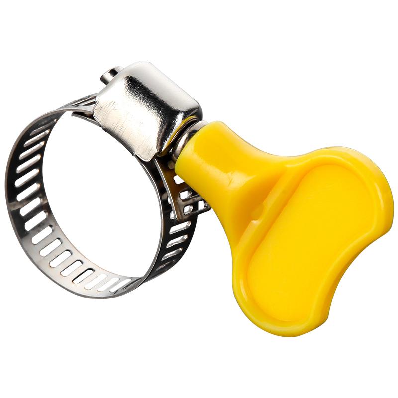 5 st 8-44mm Justerbara Gula Plasthandtag Handvridna Slangklämmor Maskdrivna Rostfritt stål Rörklämmor För Rör