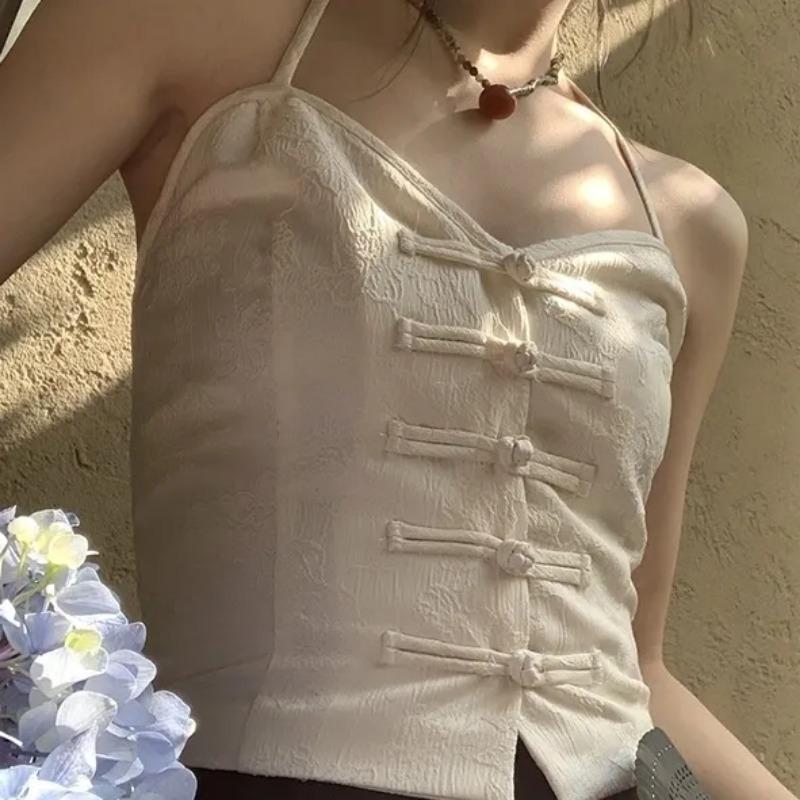 

Женский топ-камисоль в китайском стиле с пуговицами-лягушками S абрикосовый