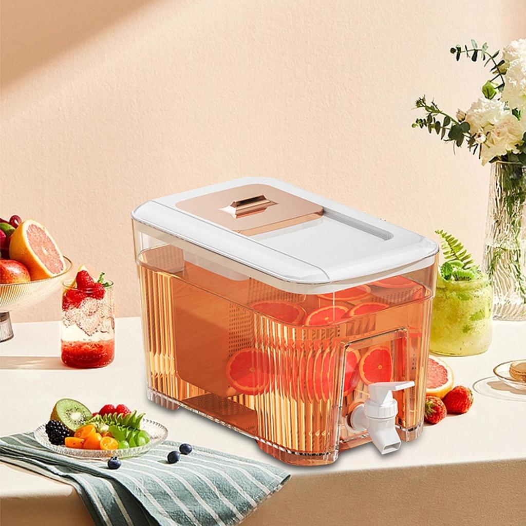 6L Beverage Container for Iced Drinks with Lid Refrigerator