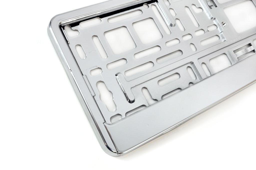 License Plate Frame, Silver Metallic, AMIO-01170