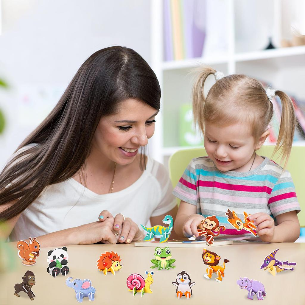30PCS 3D Fun Mini Animal DIY Jigsaw Puzzles Toys for Kids Birthday Party Favors Classroom Rewards Baby Shower Educational Gifts