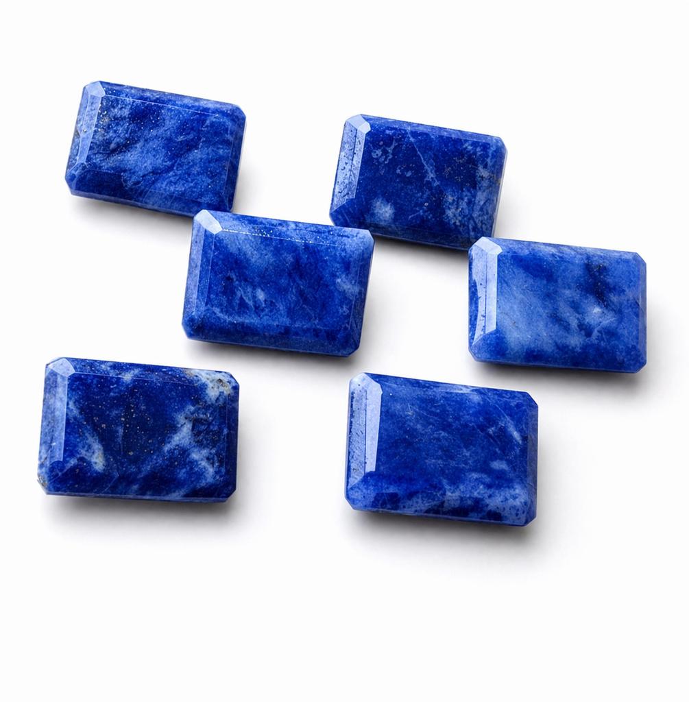 Natural Sodalite Gemstone Rectangle Faceted Cut Calibrated Stone for Jewelry Making Loose Blue Sodalite Cabochon Supply