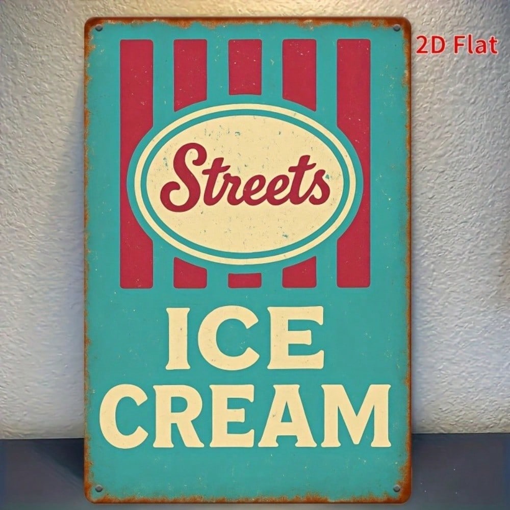 Retro Ice Cream Metal Tin Sign Wall Decor 12x8 Inch Vintage Kitchen Cafe Bar