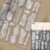Retro White Lace Fabric Piece Bowknot English Letter Decorative Border Irregular Cloth Block Adhesive Nail Art Stickers Decals