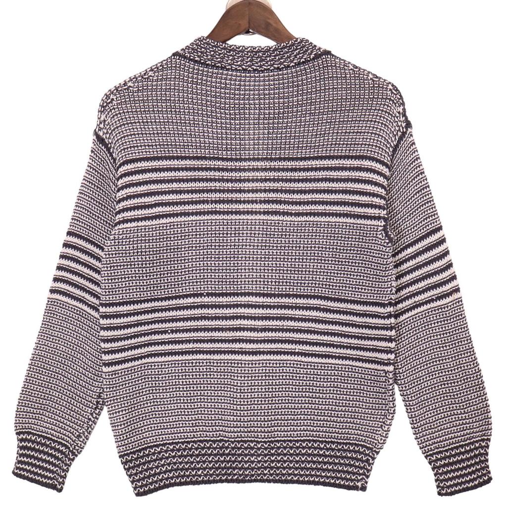 Peserico LE1263303 Navy X White Cotton Sequined Zip Knit Tops 42 Gray X whiteUsed