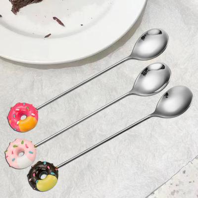 Long Handle Stainless Steel Coffee Stirring Cartoon Dessert Spoons Creative Spoon Rust-Proof Teaspoons