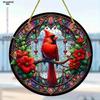 Kardinal Kırmızısı Kuş Poinsettia Güneşlik Boyası Akrilik Pencere Askısı Yuvarlak Tabela Süsü Tatil Hediyesi, Yenilikçi Ev Dekorasyonu, Yatak Odası İçin Mükemmel Dayanıklı