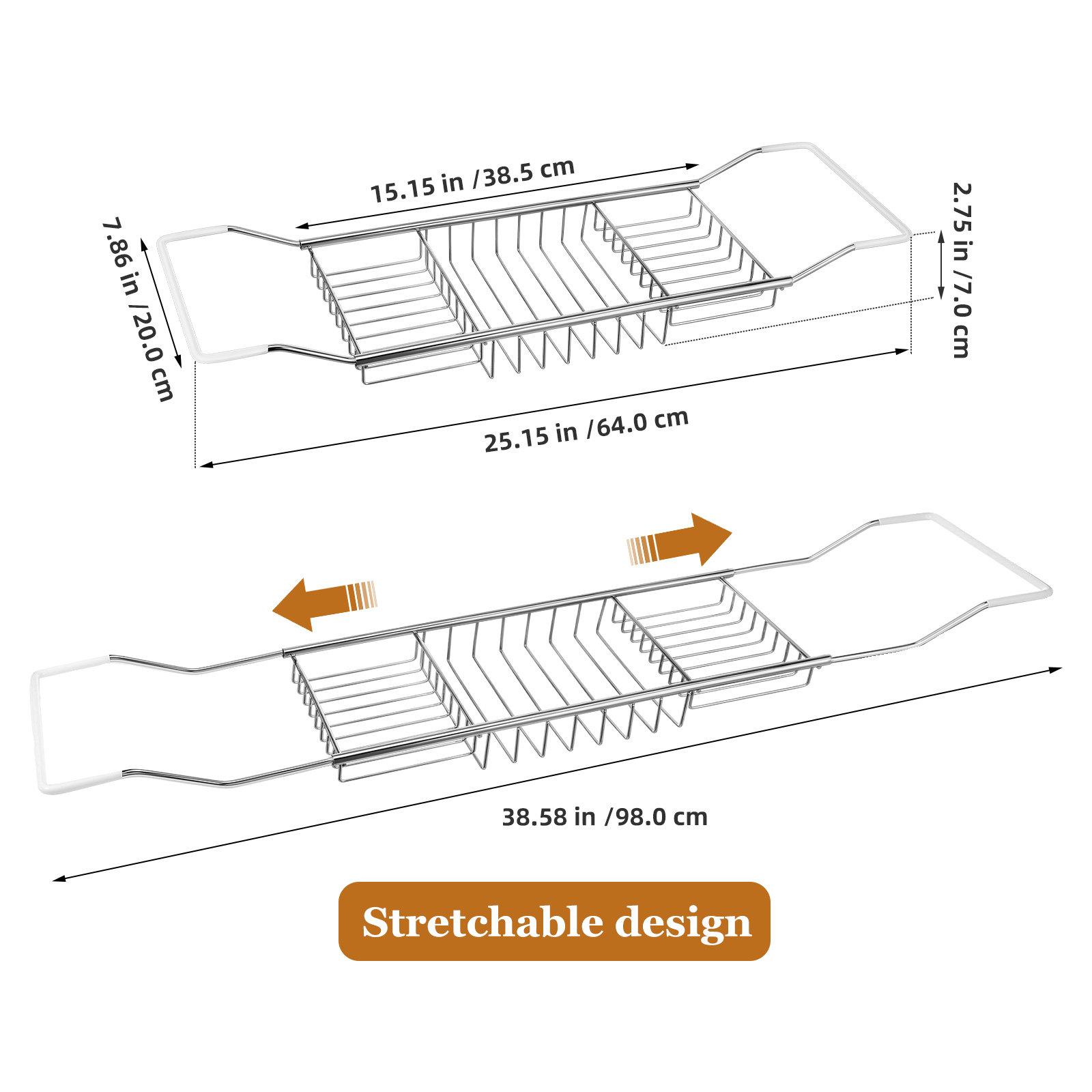 

Telescopic Anti-Slip Bathtub Rack Stainless Steel Adjustable Bath Tray for Phone Book Wine Glass Storage Organizer Home Bathtub серебряный