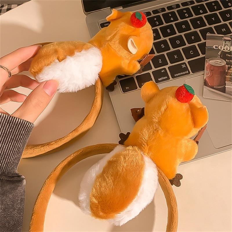 Cartoon Lustige Plüsch Eichhörnchen Puppe Haarreif Haarspange Stirnband Mädchen Niedliches Gesicht Waschen Stirnband Lustiges Haarband Haaraccessoire Geschenke