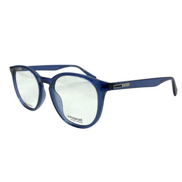 Used Polaroid PLD D381 MVU 145 Glasses Glasses Eyewear Round Frame Boston Type Blue Azure Clear Logo Polaroid
