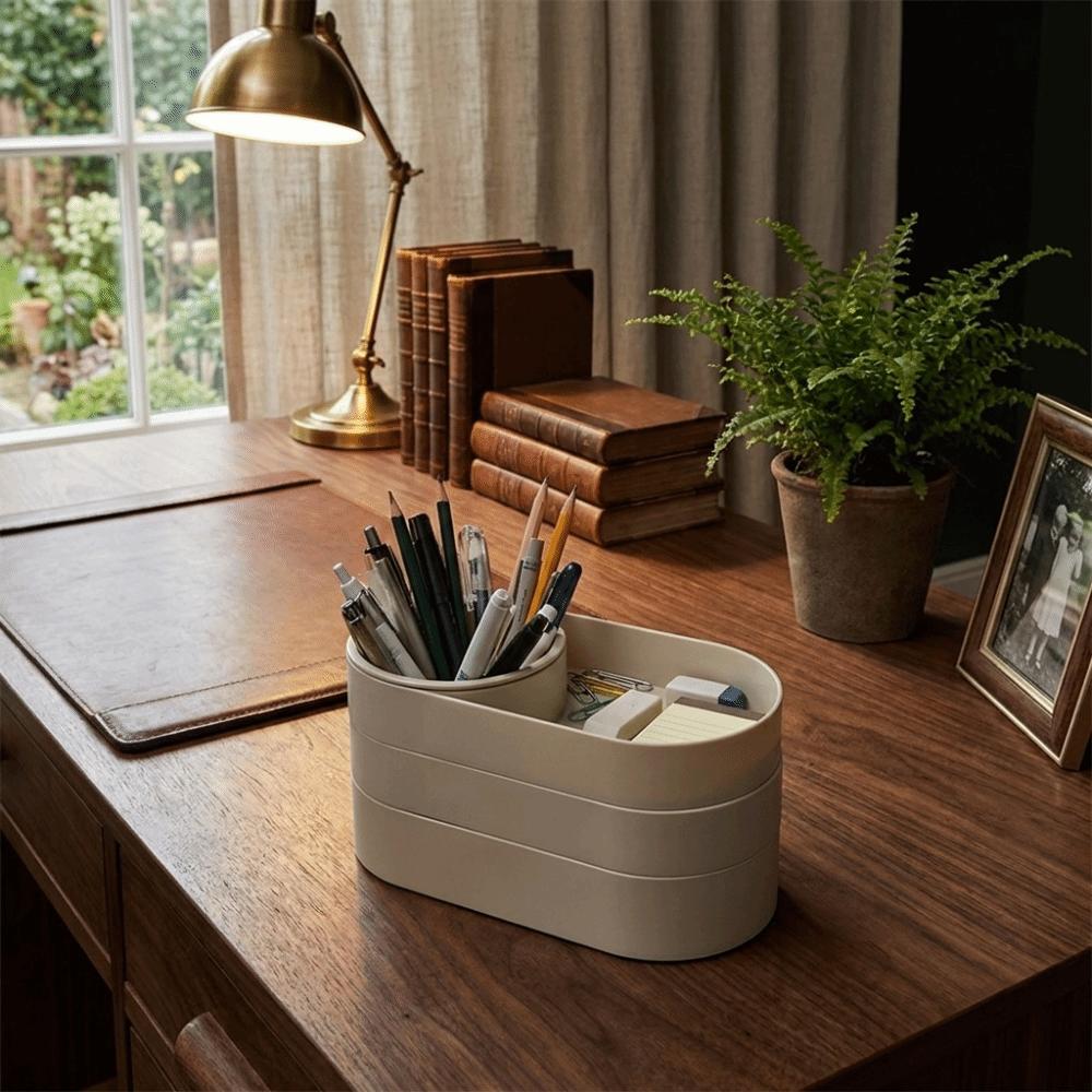 360° Rotating Makeup Brush Storage Bucket Large Capacity Jewelry Storage Box Student Desktop