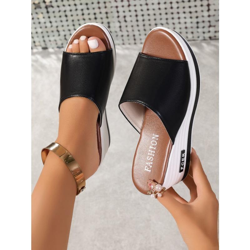 Women's Spring and Summer New Fish Mouth Wedge Slippers Wear European and American Fashion Casual Slipper