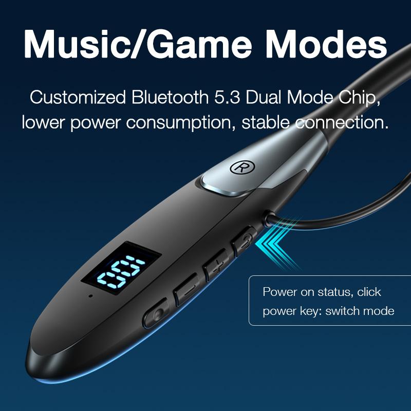 Słuchawki bezprzewodowe Bluetooth 5.3 Słuchawki z pałąkiem na szyję Sportowe Wodoodporne Słuchawki douszne TWS Zestaw słuchawkowy Bluetooth z mikrofonem