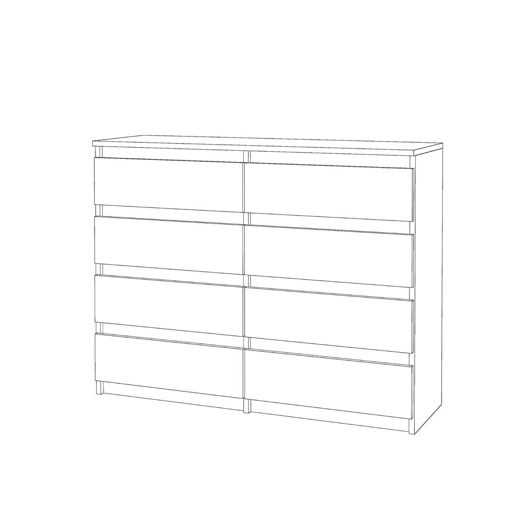 Große Kommode Eiche Wotan 120 CM 8 Schubladen TV-Schrank für Wohnzimmer Schlafzimmer
