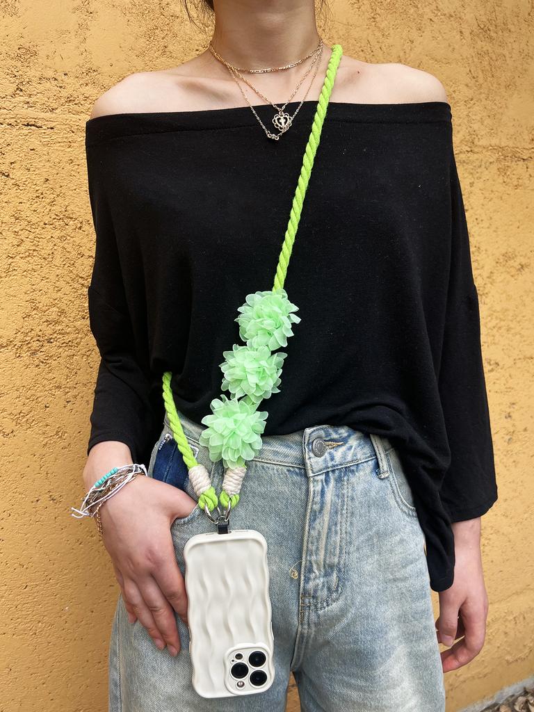 Handcrafted, Colorful Phone Lanyard Adjustable Floral Accessories Pendant Camera Backpack Pendant Phone