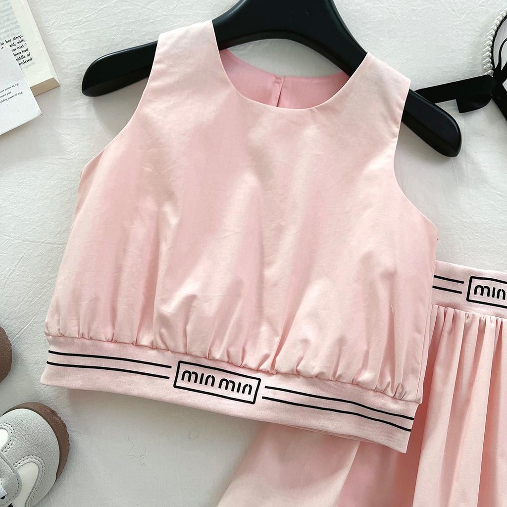 Summer Girls' Set Children's Vest Shirt Top Short Skirt Women's Baby Sports Two-piece Set