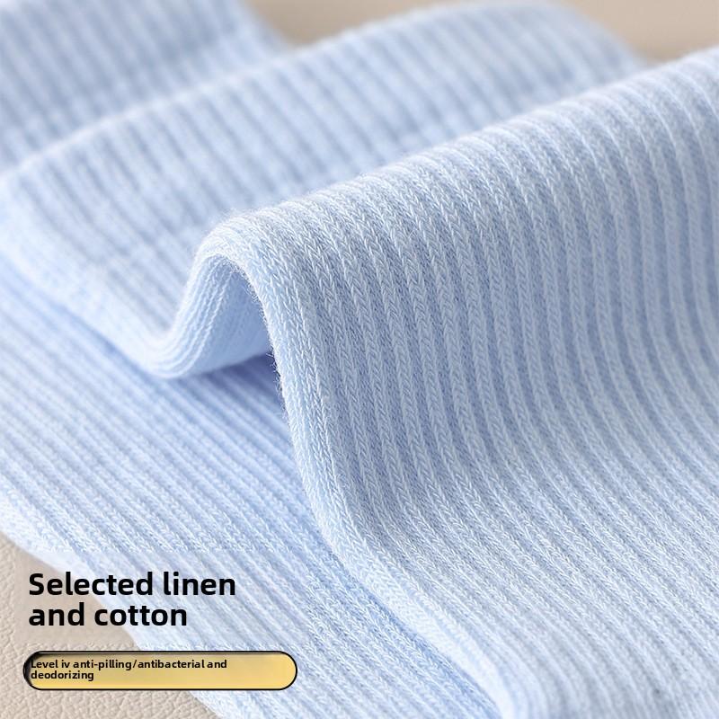 Women's Cotton Socks, Boneless 10A Antibacterial Ramie High-elasticity Deodorizing and Antibacterial Sports Socks for Autumn and Winter
